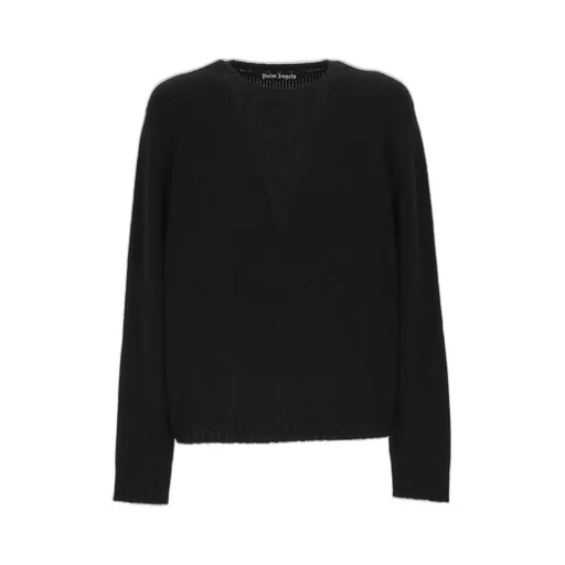 Palm Angels Curved Logo Intarsia Crewneck Jumper