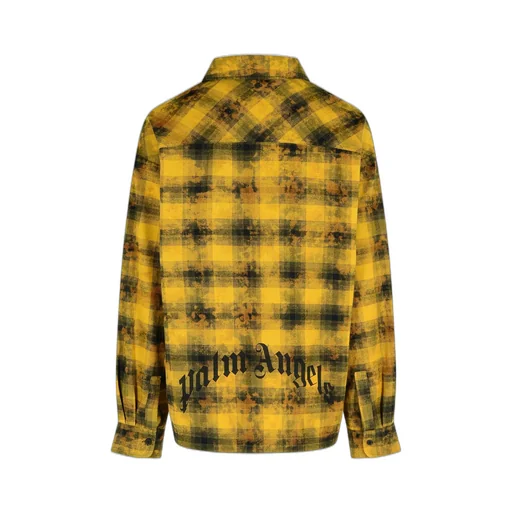 Palm Angels Curved Logo Printed Checked Shirt