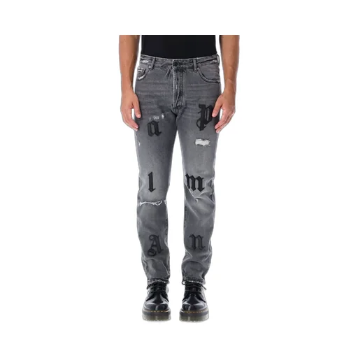 Palm Angels Distressed Logo-Patch Jeans
