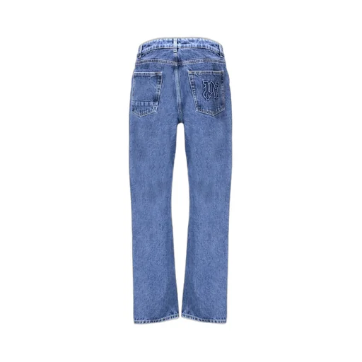 Palm Angels Monogram Detailed Straight Leg Jeans