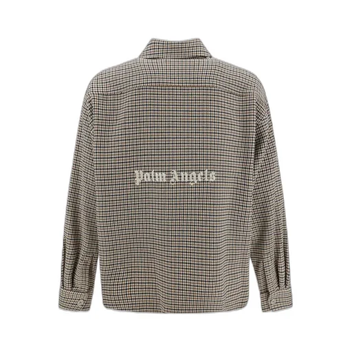 Palm Angels Logo Embroidered Checked Oversized Shirt