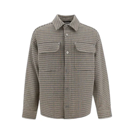 Palm Angels Logo Embroidered Checked Oversized Shirt