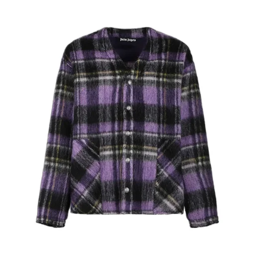 Palm Angels Plaid Check Drop Shoulder Cardigan
