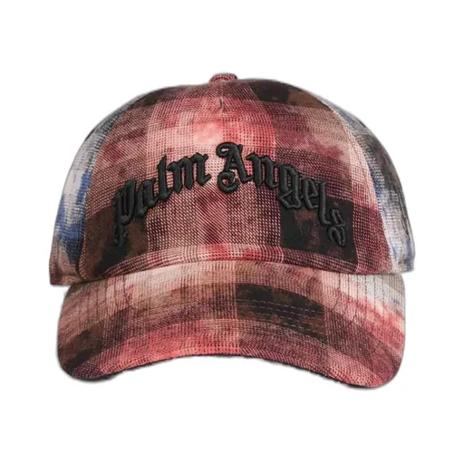 Palm Angels Logo Embroidered Checked Baseball Cap