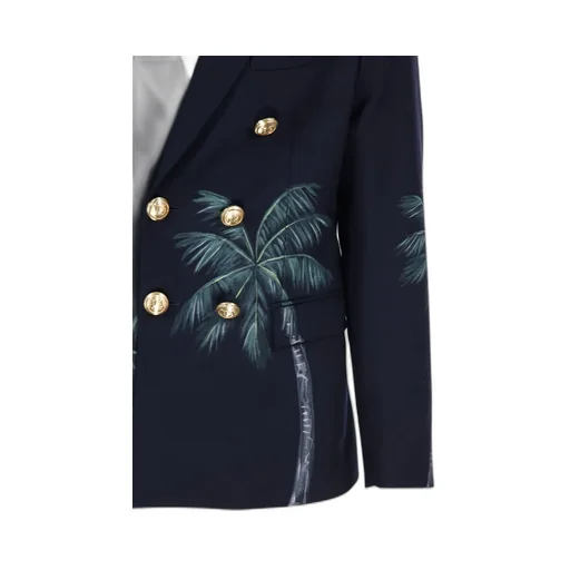Palm Angels Palm Tree Printed Double Breasted Jacket