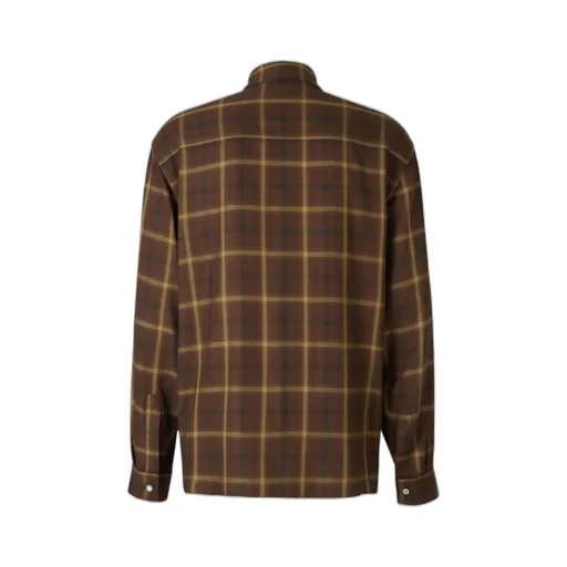 Palm Angels Logo Embroidered Checked Long-Sleeved Shirt