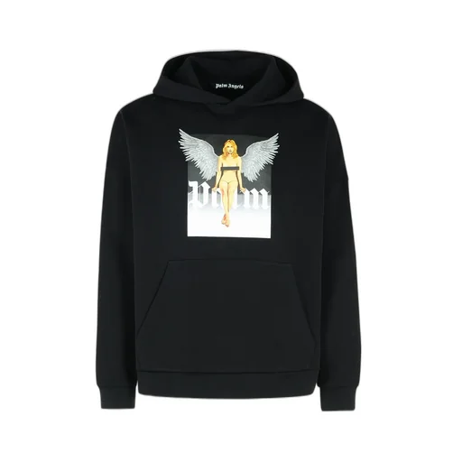 Palm Angels Crystal Pin-Up Long-Sleeved Hoodie