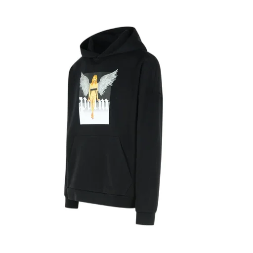 Palm Angels Crystal Pin-Up Long-Sleeved Hoodie