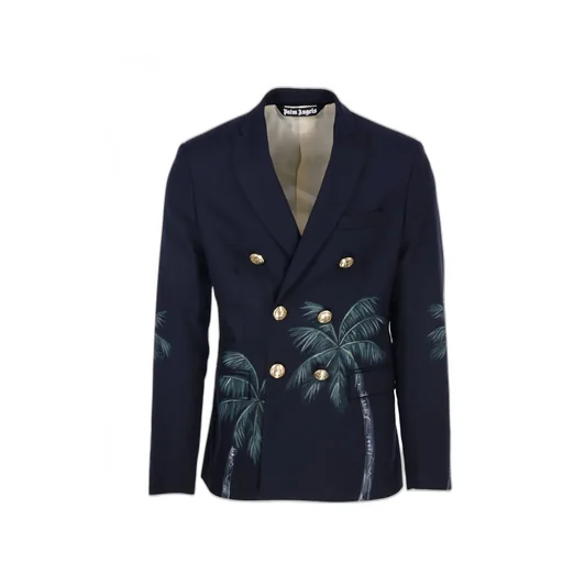 Palm Angels Palm Tree Printed Double Breasted Jacket