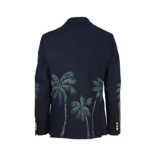 Palm Angels Palm Tree Printed Double Breasted Jacket
