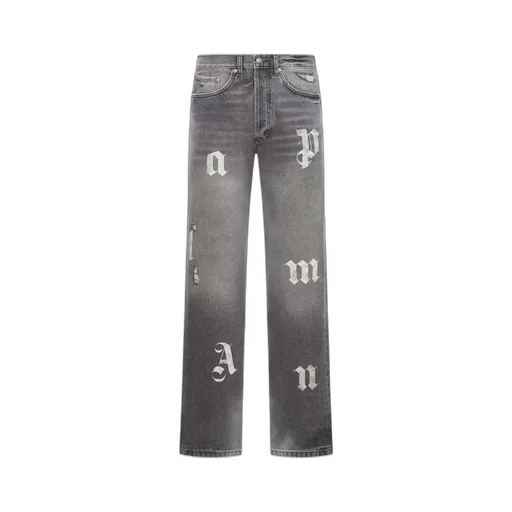 Palm Angels Logo Printed Straight Leg Jeans
