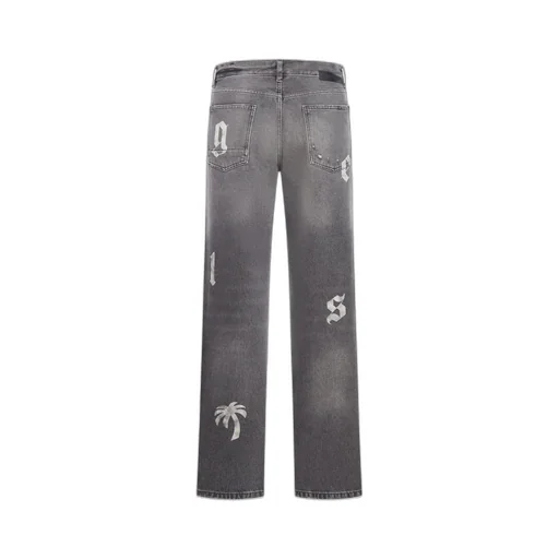Palm Angels Logo Printed Straight Leg Jeans