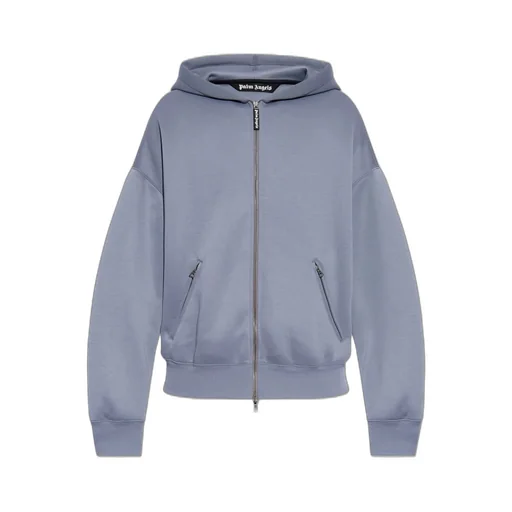 Palm Angels Curved Logo Zipped Hoodie