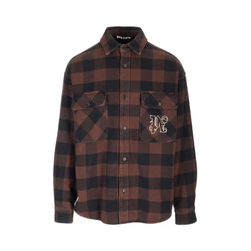 Palm Angels Pa Monogram Embroidered Checked Shirt