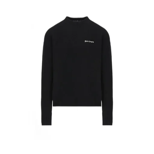 Palm Angels Logo Embroidered Knitted Jumper
