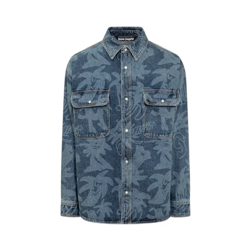 Palm Angels Palmity Button-Up Denim Shirt