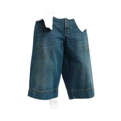 Palm Angels G Curved Denim Long Shorts