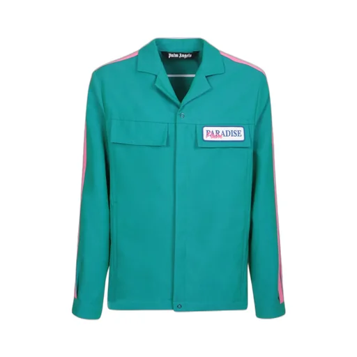 Palm Angels Paradise-Embroidered Concealed Fastened Overshirt