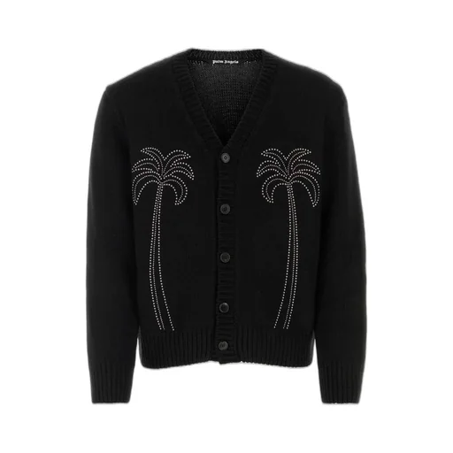 Palm Angels Palm-Stud Embellished V-Neck Cardigan