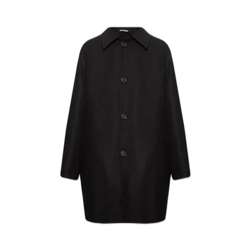 Palm Angels Logo-Printed Single Breasted Coat