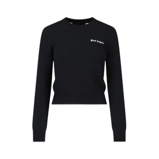 Palm Angels Logo Embroidered Knitted Jumper