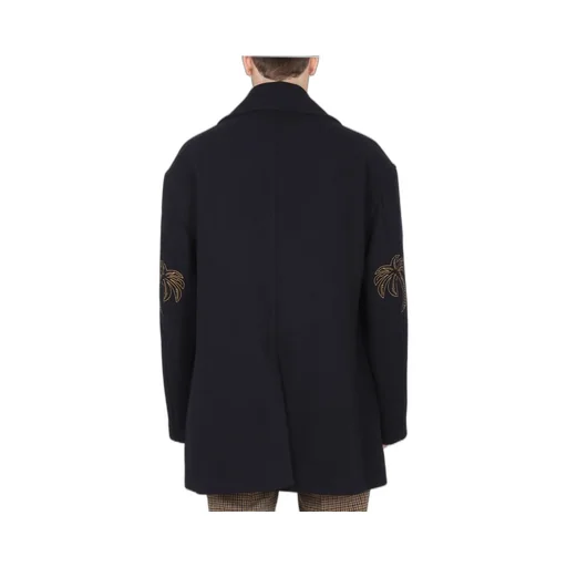 Palm Angels Palm Tree-Embroidered Double-Breasted Coat