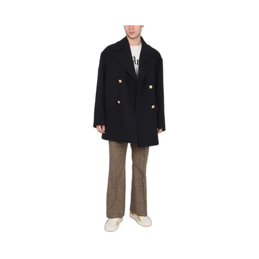 Palm Angels Palm Tree-Embroidered Double-Breasted Coat