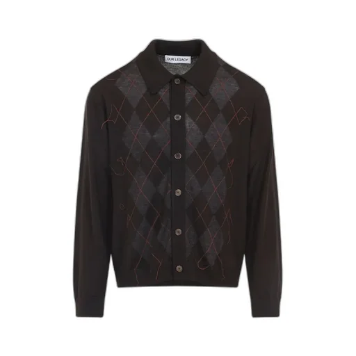 Our Legacy Tonal Argyle Pattern Evening Knitted Polo