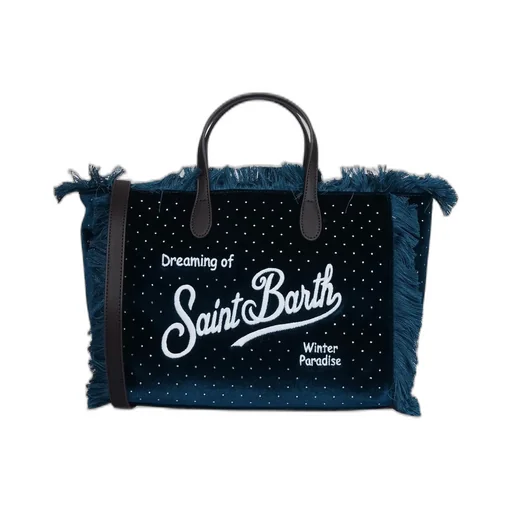 Mc2 Saint Barth Colette Embellished Fringed Velvet Tote Bag