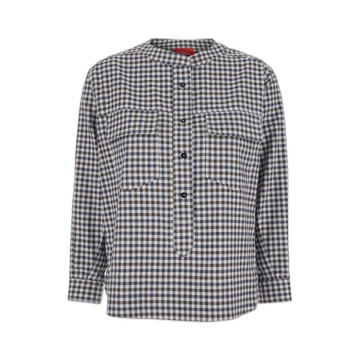 Merci Check Motif Crewneck Shirt