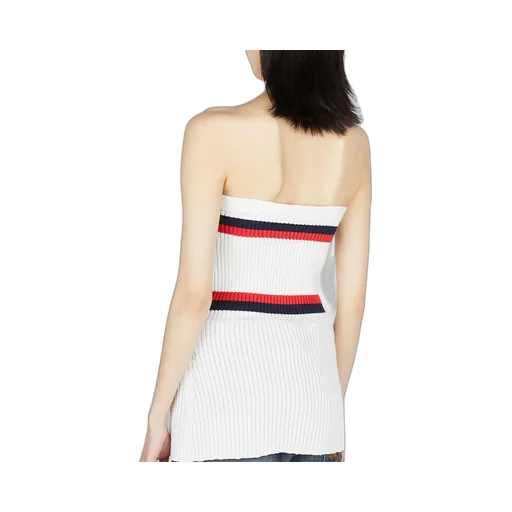 Meryll Rogge Ribbed Stripe-Detail Bustier Top