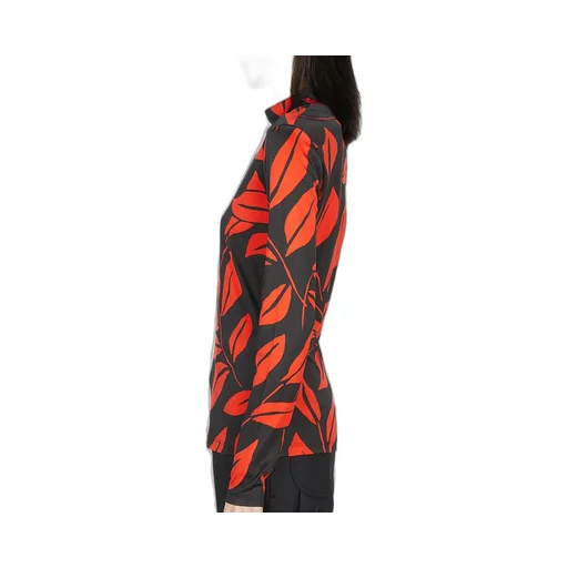 Meryll Rogge Leaf Print Mock Neck Top