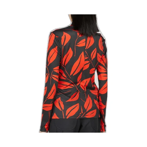 Meryll Rogge Leaf Print Mock Neck Top