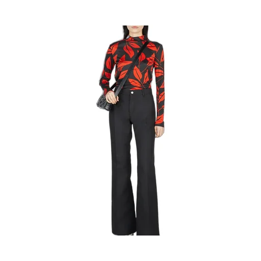 Meryll Rogge Leaf Print Mock Neck Top