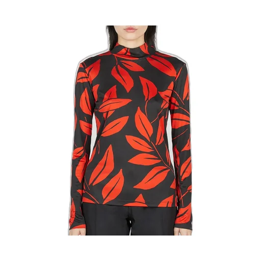 Meryll Rogge Leaf Print Mock Neck Top