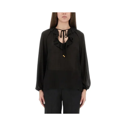 Michael Kors Ruffled-Neck Long Sleeved Blouse