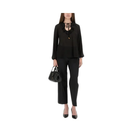 Michael Kors Ruffled-Neck Long Sleeved Blouse