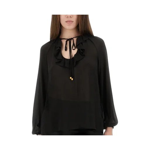 Michael Kors Ruffled-Neck Long Sleeved Blouse