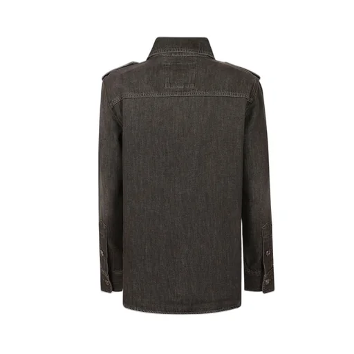 Michael Kors Buttoned Curved Hem Denim Shirt