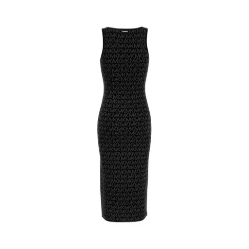 Michael Michael Kors Metallic Logo Jacquard Midi Dress