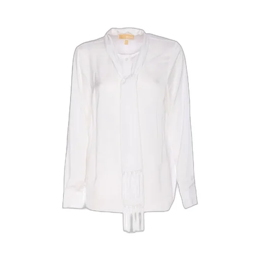 Michael Michael Kors Satin Fringed Tie-Neck Blouse