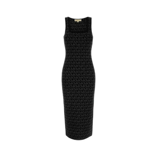 Michael Michael Kors Metallic Logo Jacquard Midi Dress