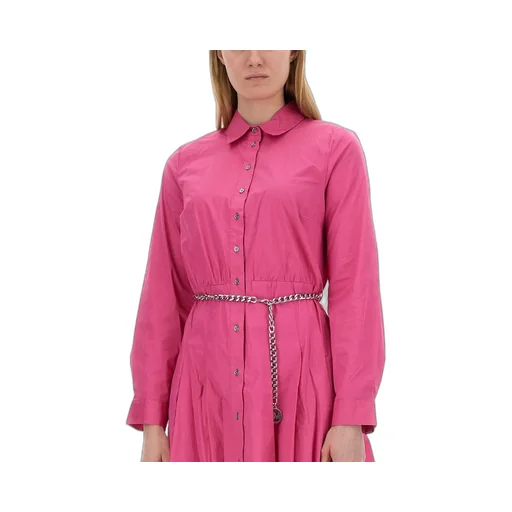 Michael Michael Kors Logo Pendant Belted Mini Shirt Dress