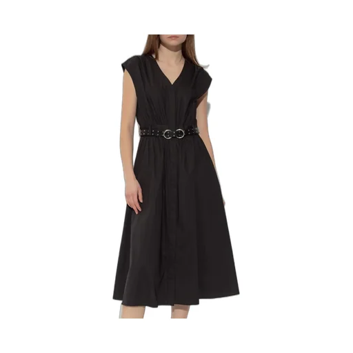 Michael Michael Kors Stretched Poplin Belted Midi Dress
