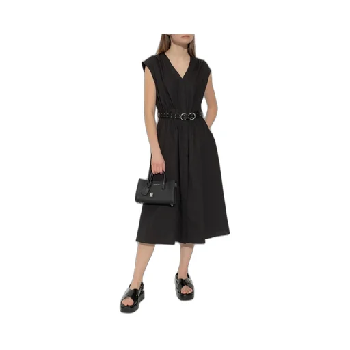 Michael Michael Kors Stretched Poplin Belted Midi Dress