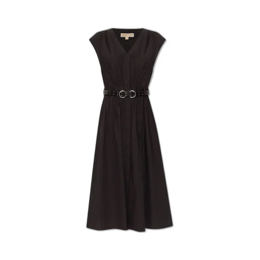 Michael Michael Kors Stretched Poplin Belted Midi Dress