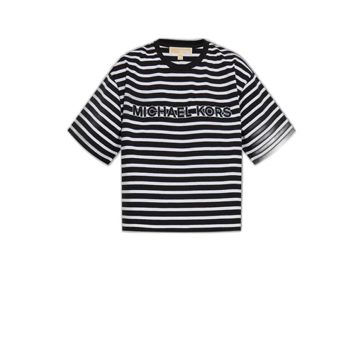 Michael Michael Kors Striped Logo Cropped T-Shirt