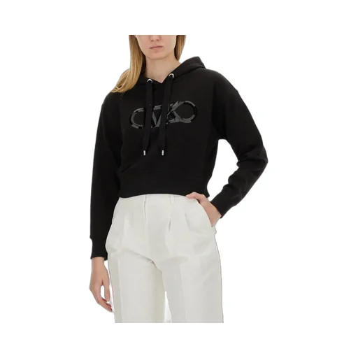 Michael Michael Kors Empire Logo Drawstring Cropped Hoodie