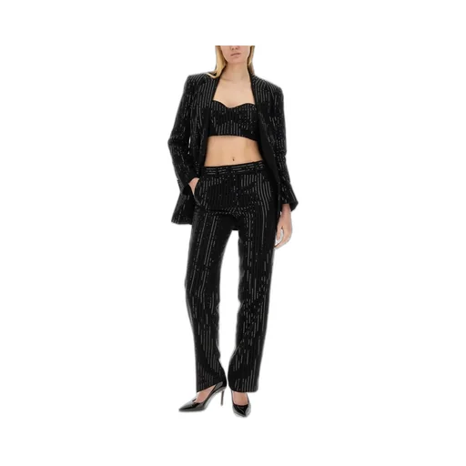 Michael Michael Kors Pinstripe Sequined Crepe Bustier Top