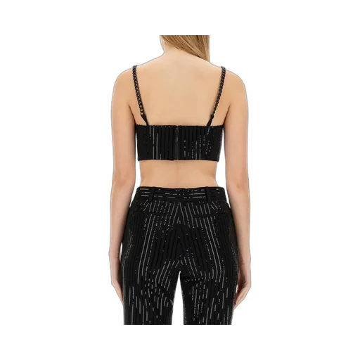 Michael Michael Kors Pinstripe Sequined Crepe Bustier Top